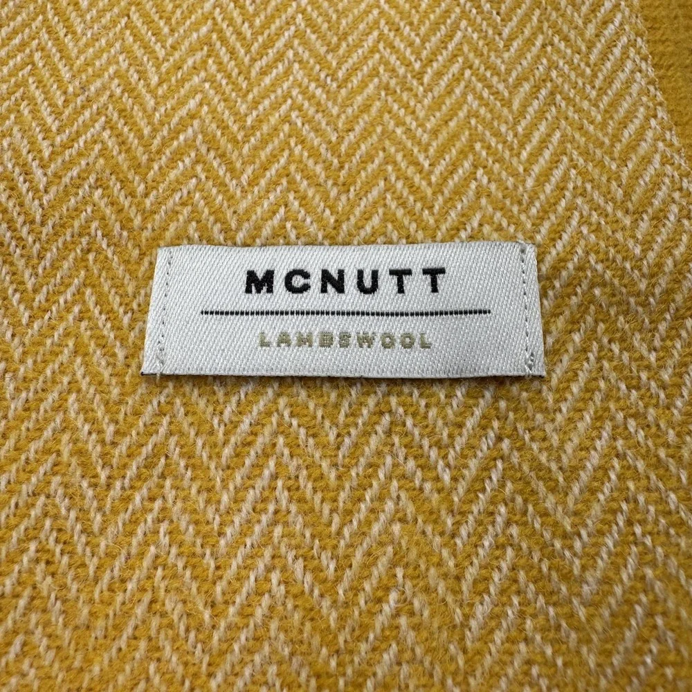 McNutt Donegal Lambswool Scarf Herringbone Yellow Unisex Approx 82